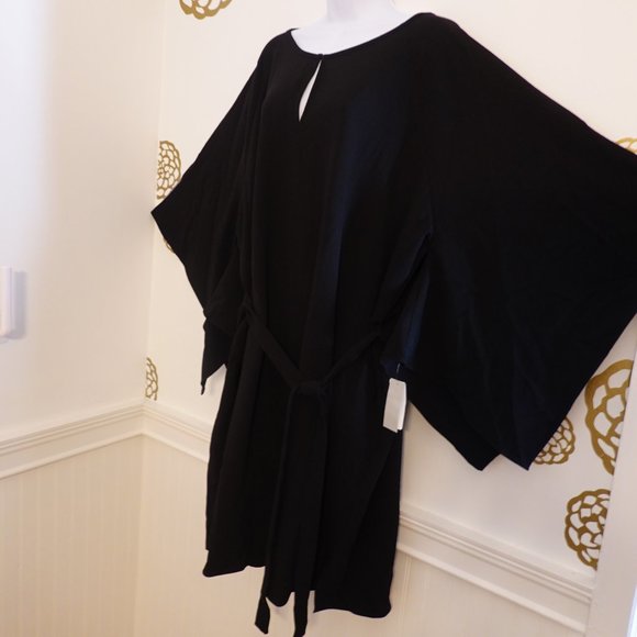 (NWT) Natori Solid Crepe Dress Black Kimono Midi Dress 2X - Picture 5 of 16